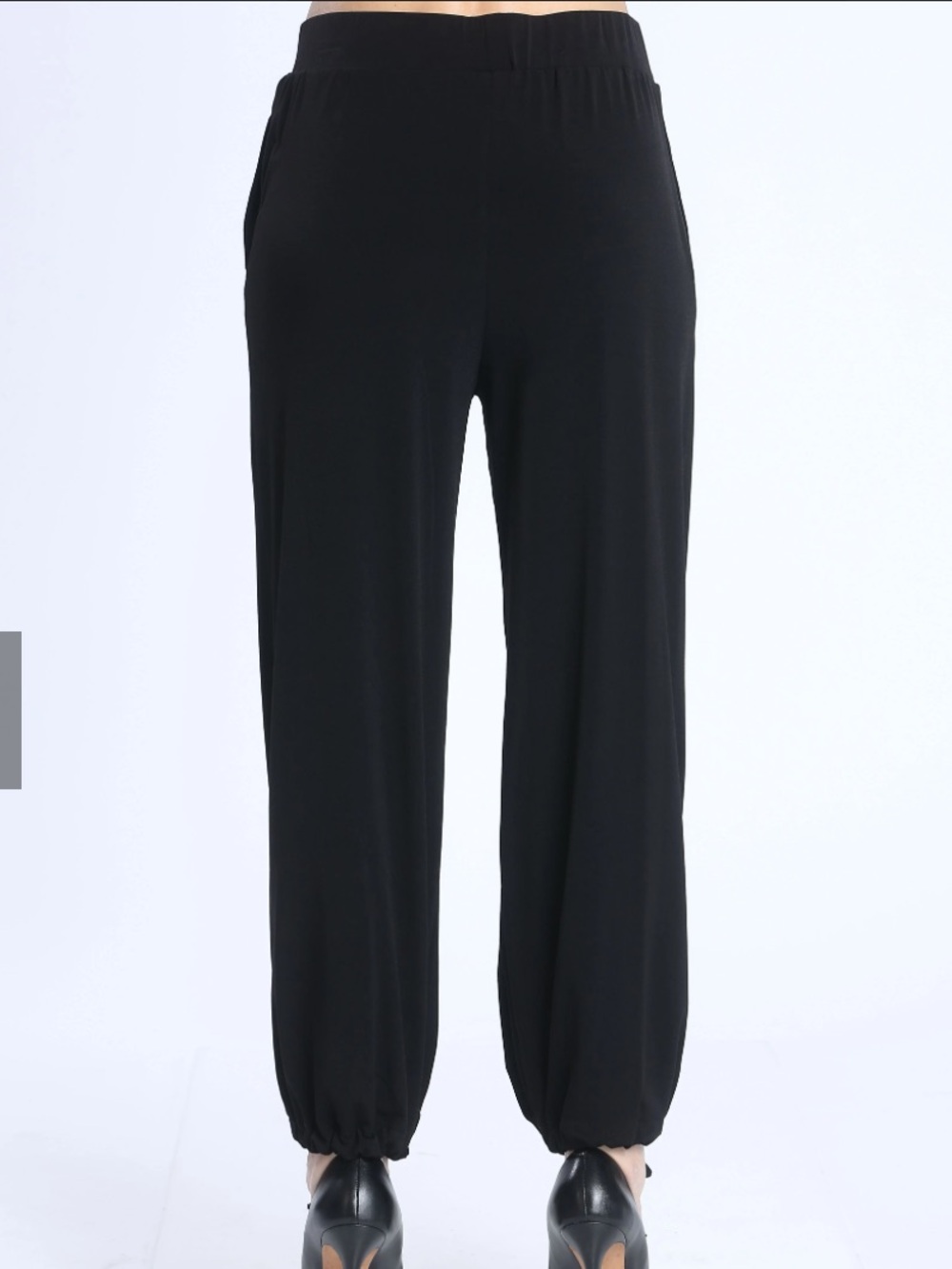 IC by Connie K | Black Pull-Cuff Wide Leg Pants Button Up Swag Draped Joggers - Picture 3 of 11